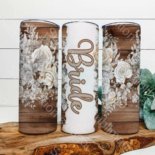 Bride w/ white roses 20 oz tumbler