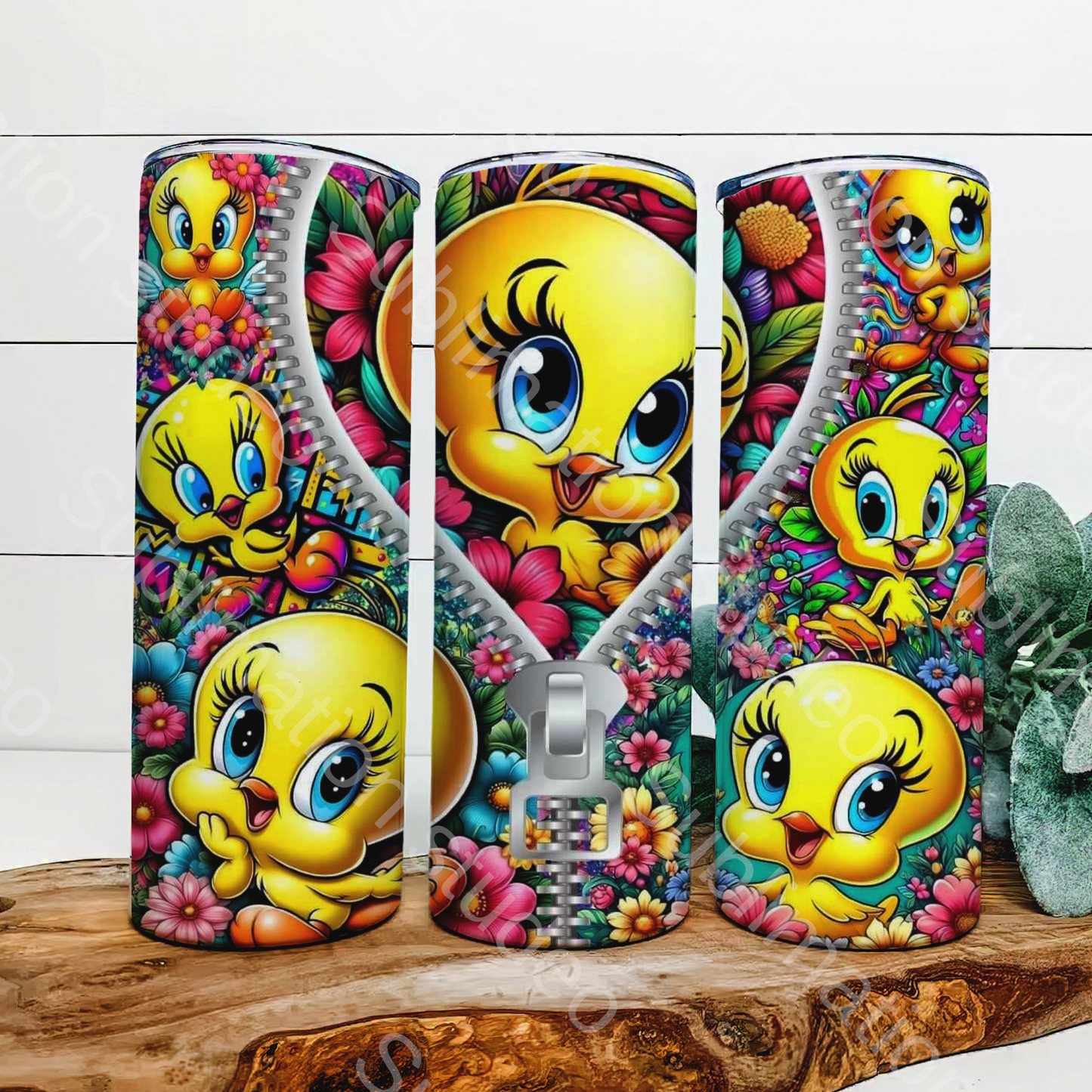 Tweety bird zipper 20 oz sublimation tumbler