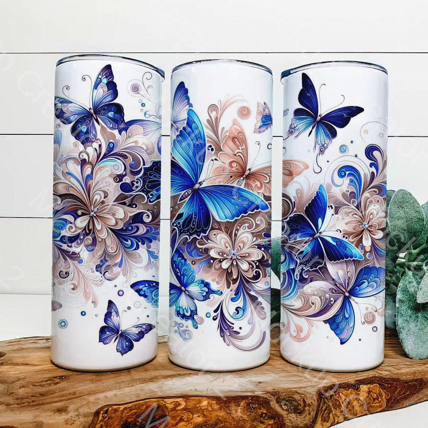 Blue butterfly 20 oz tumbler