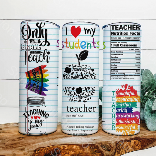 Only the brave teach w/ customizable name space in apple 20 oz tumbler