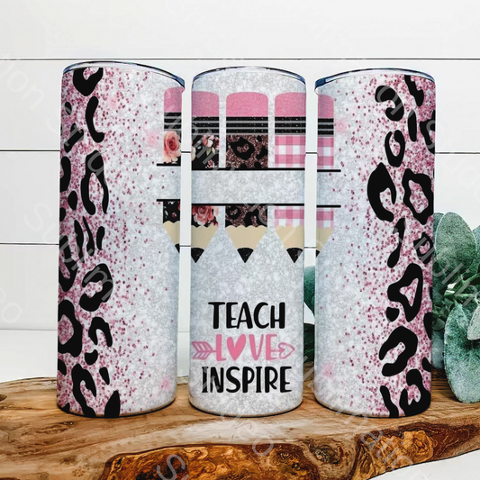 Teach love inspire w/ customize name space 20 oz tumbler