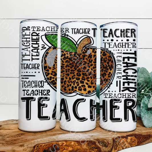 Teacher Leopard apple 20 oz tumbler