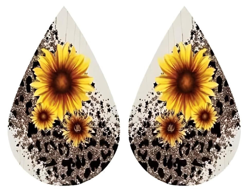 Sunflower & leopard print earrings